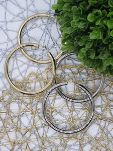 Gold and silver chunky large hoop earrings