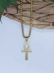 Gold Ankh Cross Necklace