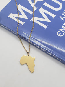 Gold africa map necklace