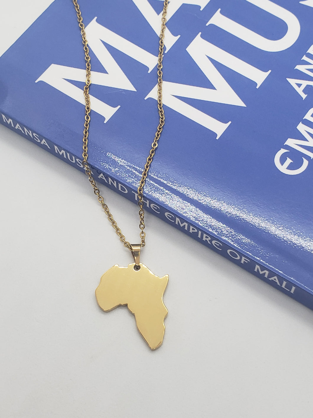 Gold africa map necklace