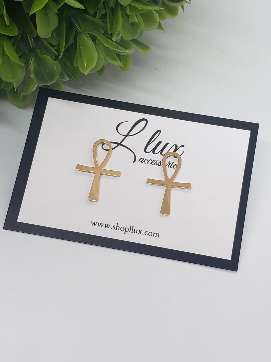 Gold Ankh Charm stud earrings