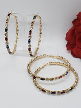 Load image into Gallery viewer, Multi color rhinestone colorful hoop earrings
