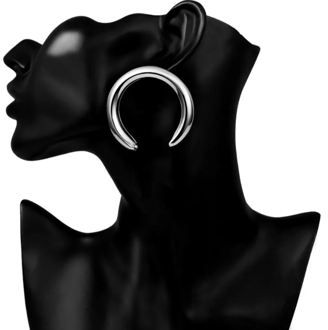 Silver horseshoe hoop earrings