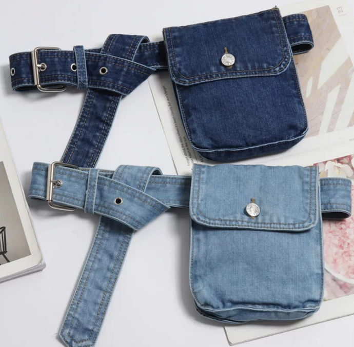 Denim waist bag fanny pack pouch