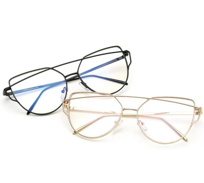 Black Gold Silver Cat eye fashion glasses