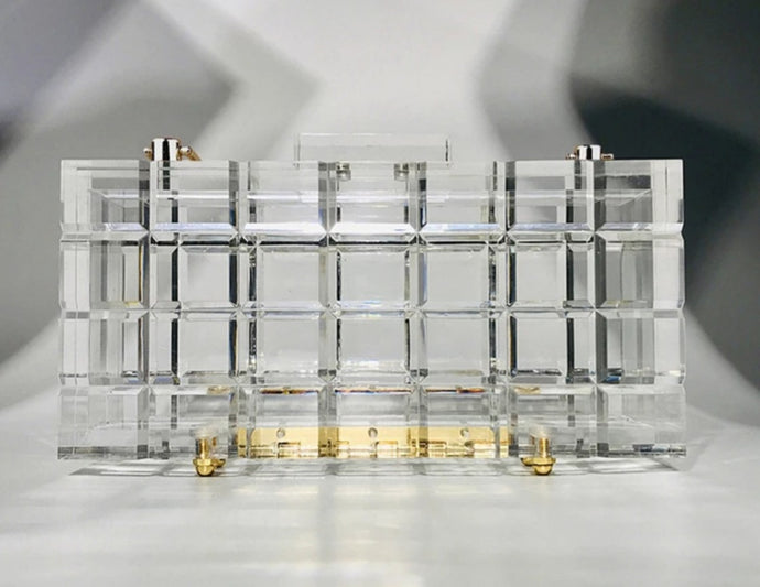 clear transparent Lucite clutch handbag purse