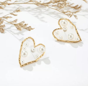Pearl Heart Earrings