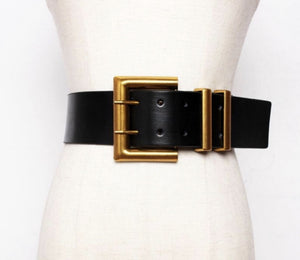 Gold Buckle Wide Belt