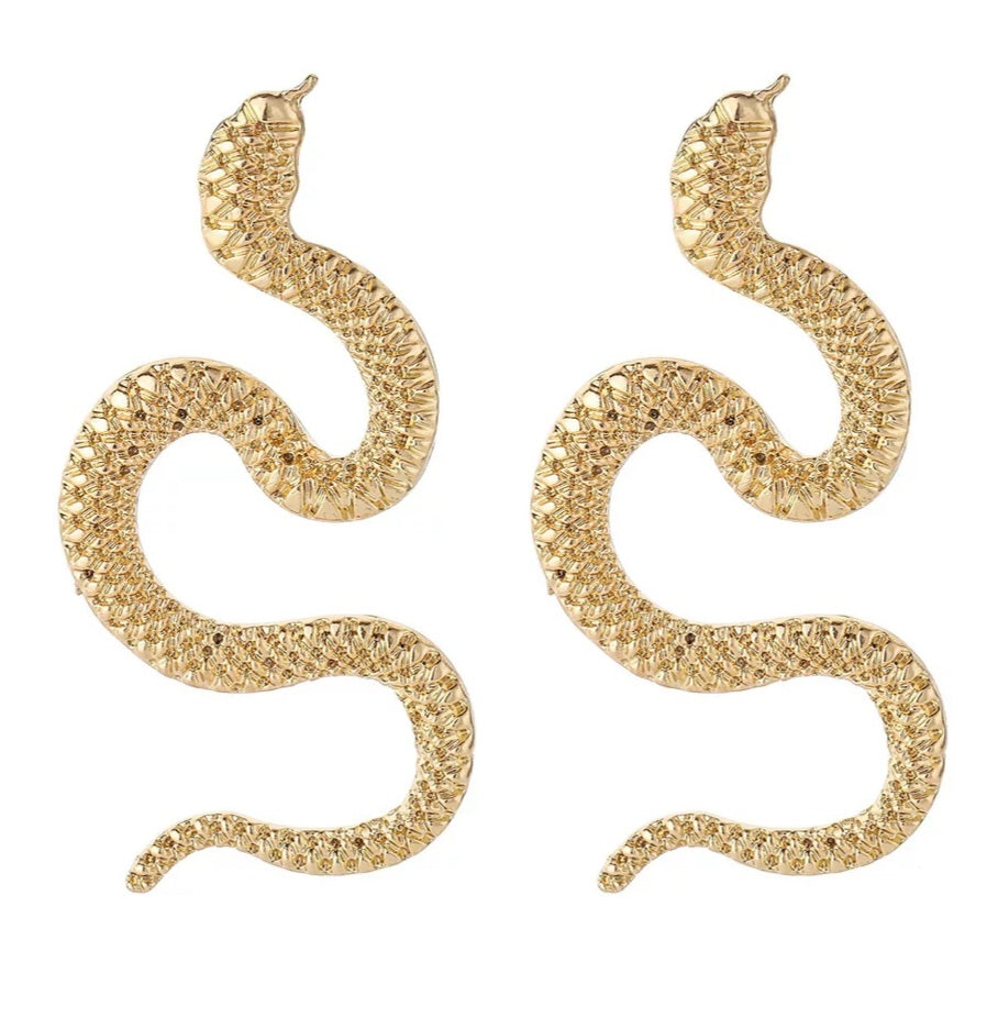 Gold snake statement earrings