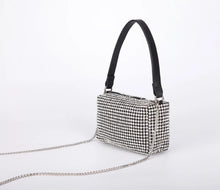 Load image into Gallery viewer, Rhinestone black crossbody mesh shoulder handbag with detachable strap
