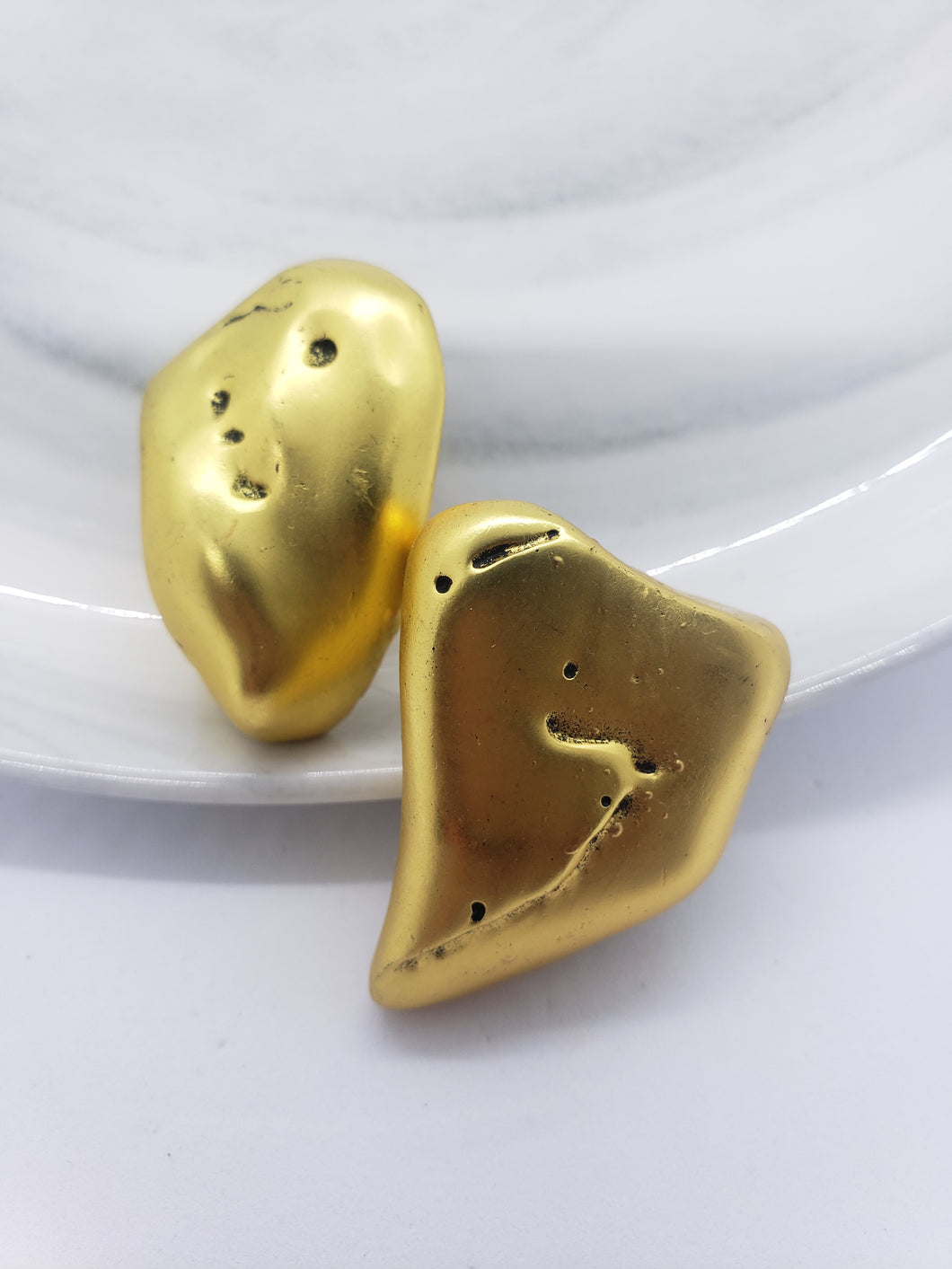 Balenciaga gold rock stud earrings