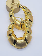 Load image into Gallery viewer, Gold Bamboo hoop earrings
